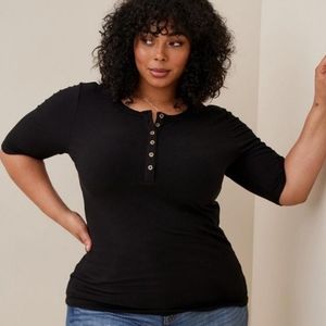 Torrid Soft Rib Henley Elbow Sleeve Tee Size 2X